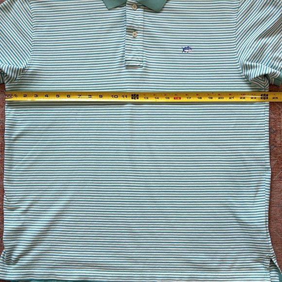 Southern Tide The Skipjack Polo, Lighter & Darker Blue-Green/White Stripes, XL. - Picture 10 of 14